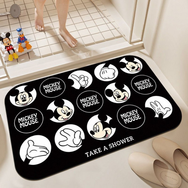 크레용 신짱 미키 수분을 잘 흡수하고 쾌적한 규조토 매트, 흑화이트 미키 프로필 사진, 1개