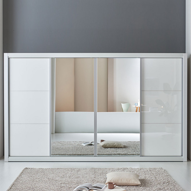 보넬가구 메종 거울형 슬라이딩옷장 옷장 슬라이딩장롱 장롱 미닫이옷장 슬라이드옷장 슬라이드장롱, 1.하이그로시 이선 은경