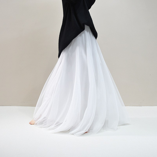 【仙女顯瘦】半身裙 紗裙 網紗裙 長裙 中長裙 A字裙 氣質百褶大擺 高腰設計 夏季新款 度假約會穿搭