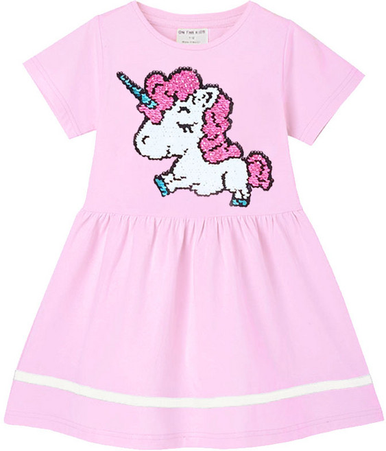 온더키즈 여름 스팽글 롱 반팔 원피스 아동 편한 치마