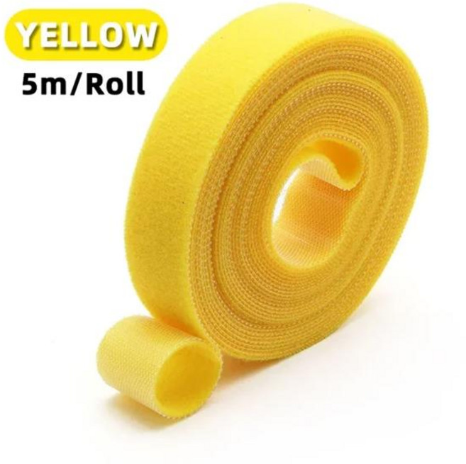 키보드스킨 재사용 루프 번들 자체 접착 케이블 전선가리개 타이 DIY 나일론 스트랩 정리 클립 와이어 홀더 관리 롤당 5m, Width 10mm, [13] Yellow x 1 roll, 1개