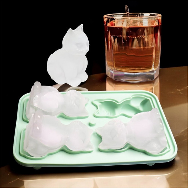 샌디르 고양이 실리콘 얼음 트레이 하이볼 왕얼음틀 홈카페 용품, 민트(Mint), 1개