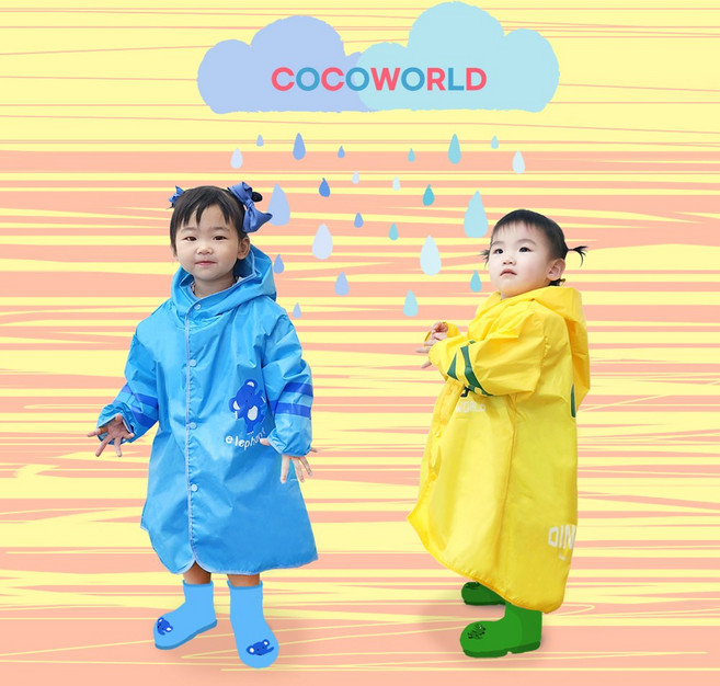 COCOWORLD 다이노&엘리펀 레인코트 아동 우비