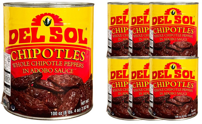 푸드올마켓_ 델솔 치포틀레스 홀치포틀레 페퍼인아도보소스 2.83kg 한박스 (2.83kg x 6ea), 6개