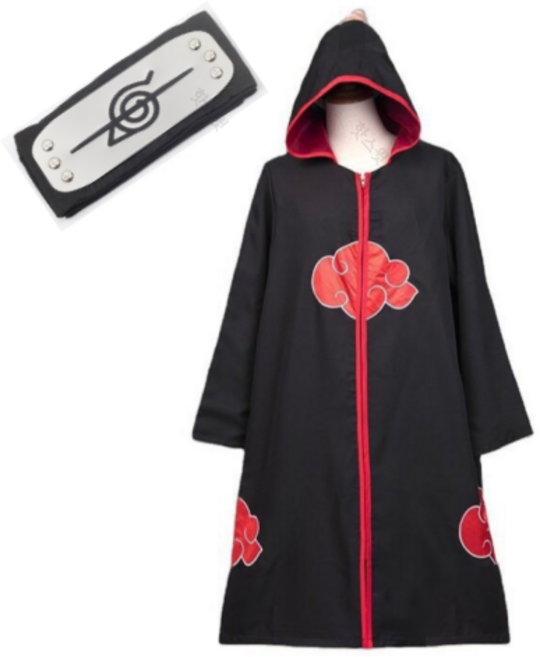 핫스윗 나루토 아카츠키 코스프레 의상 후드 망토+머리밴드