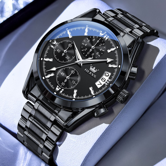 OLEVS 남자 시계 명품시계 방수 메탈 크로노그래프 날짜 기능 비즈니스 캐주얼 패션 시계