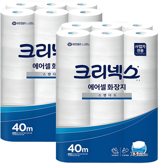 크리넥스 에어셀 화장지 스탠다드 40m, 2개, 24개입
