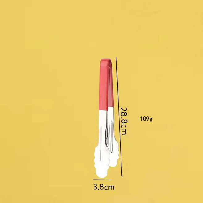 不鏽鋼食品夾 紅膠三線梅花夾 廚房燒烤夾子, 201 12寸 梅花夾, 1個