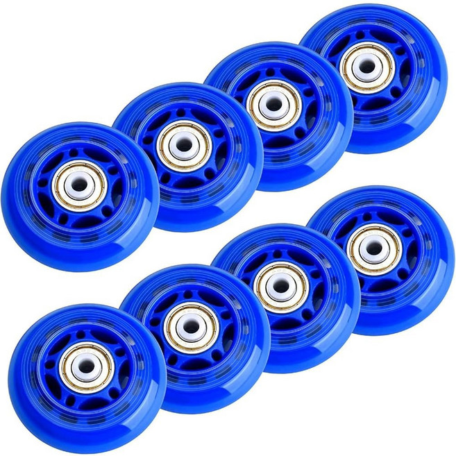 TOBWOLF ABEC-7 인라인 휠 76MM 스케이트 베어링이 8팩 있는 84A, 64mm 82A INDOOR USE, 블루.