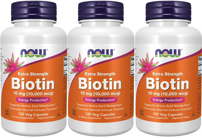 나우푸드 엑스트라 스트렝스 비오틴 베지 캡슐, 120정, 3개