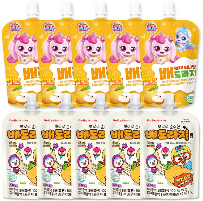 뽀로로 순수한 배도라지즙 + 캐치티니핑 배도라지, 5개, 160ml