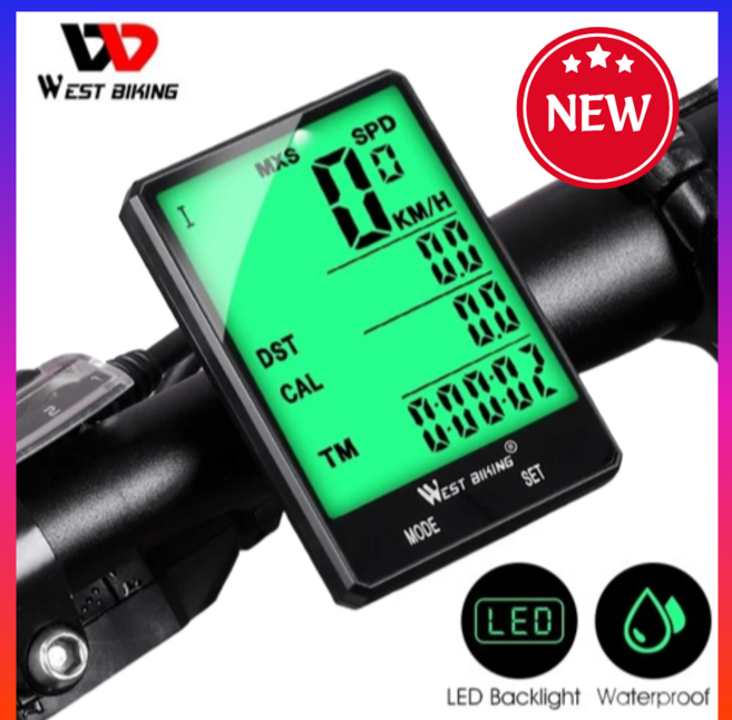 자전거속도계 GPS WEST BIKING-사이클링 속도계 디지털 대형 스크린 방수 LCD 백라이트 무선 및 유선 자전거 주행 거리계 컴퓨터, 08=D Wired White, 8)D Wired White, 1개