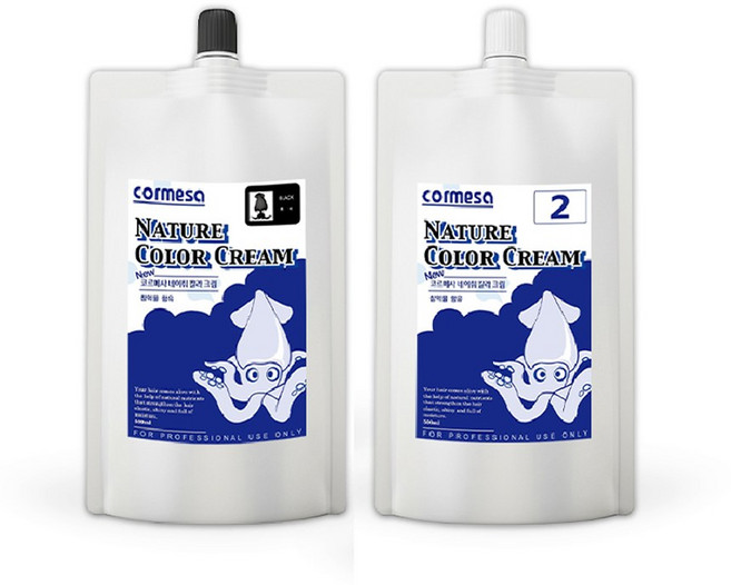 코르메사 오징어먹물 염색약 1제500g+2제500g (색상선택) 새치전용 셀프커버, 블랙, 1개