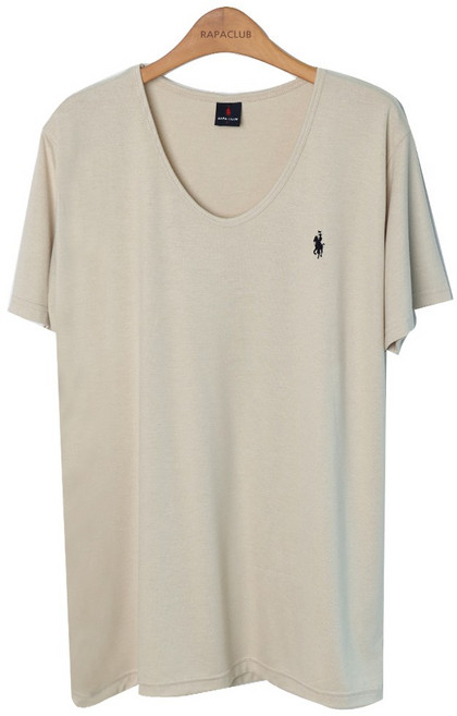 라파클럽 여성용 유넥 스판 반팔 롱 티셔츠