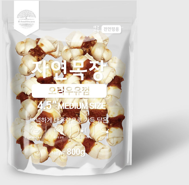 자연목장 오리 우유껌 중형, 1개, 800g