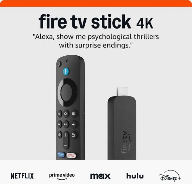AI 기반 Fire TV 검색 WiFi 6 150만 개 이상의 영화와 쇼 스트리밍 무료 및 라이브 기능을 갖춘 Amazon Stick 4K최신 모델, 1개