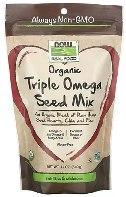 NOW Foods Real Food 유기농 트리플 오메가 씨드 믹스 340g(12oz) 1팩, One Color, One Size, 1개 - 쿠팡