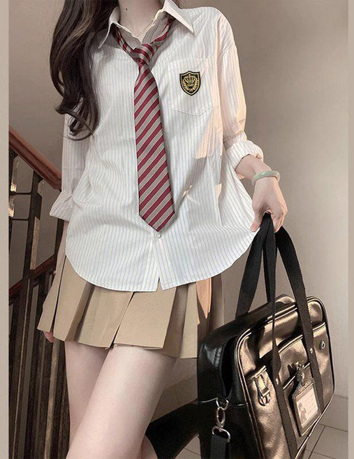 미국 하이틴교복 프레피룩 영국 교복 코스튬 아메리칸 긴팔 셔츠 세라복 일본 놀이공원 여고생 스쿨룩