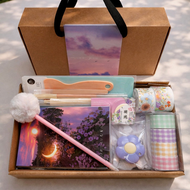 감성 다꾸 문구 선물세트 마스킹테이프 스티커 펜 답례품 선물세트, 1개, 블러썸 플라워