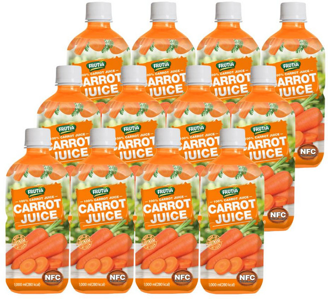 프루티아 100% NFC 착즙 당근 주스 즙 당근 원액, 12개, 1L