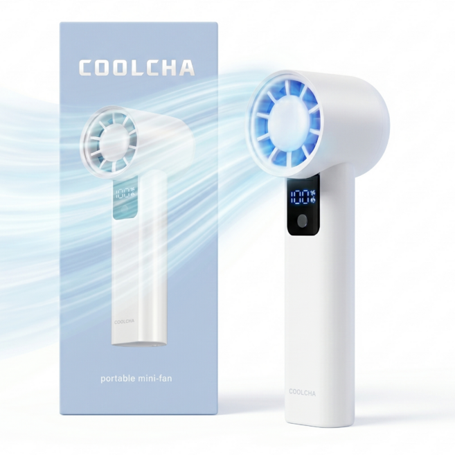 쿨차 휴대용 미니 선풍기 저소음 손선풍기 핸디 초강력 100단 손풍기, 화이트, CCMF01