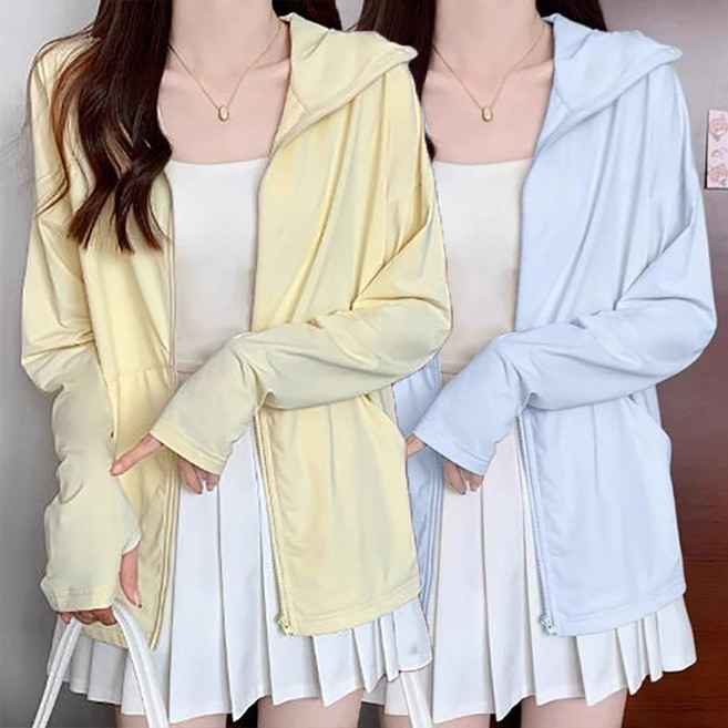 스판 쿨아이스 긴팔 래쉬가드 여름 후드 바람막이 자켓 얇은 자외선차단복 아우터
