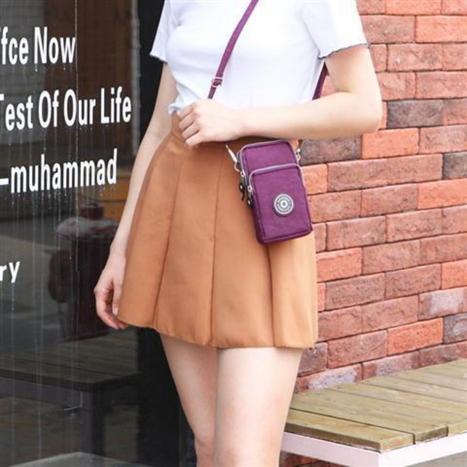 手機包女迷你小包單肩斜跨包手腕零錢包掛脖休閒跑步手機袋, H012紫色斜挎款