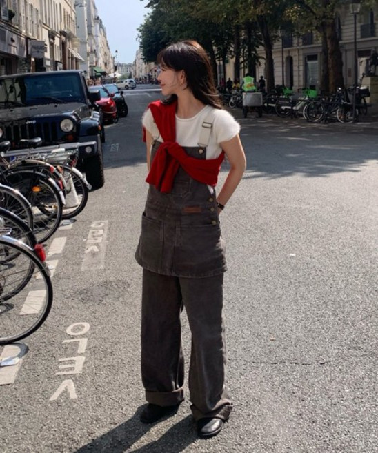 [썸웨어버터] Vintage Combi Cotton Overall - Brown