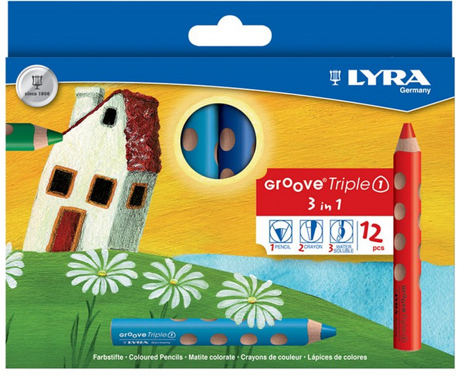 리라 그루브 트리플 원 색연필 12색 (색연필 크레용 수채화), 1세트