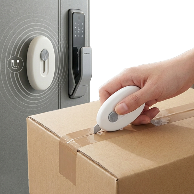 박스커트 현관 자석 택배칼 택배박스 언박싱 박스칼 커터칼, 2개, 화이트