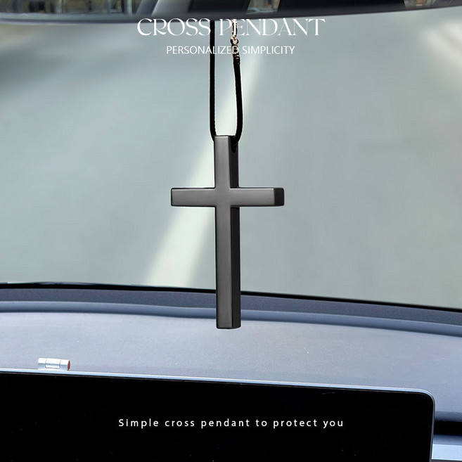 차량 인테리어 가방고리 목걸이 금속 십자가 3종 컬러, 1개, 블랙