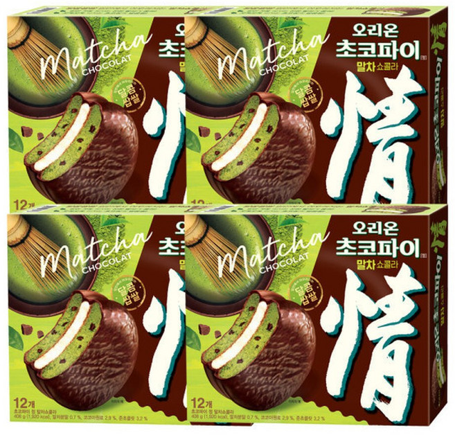 오리온 초코파이 말차쇼콜라 12P 408g x 4개, 34g