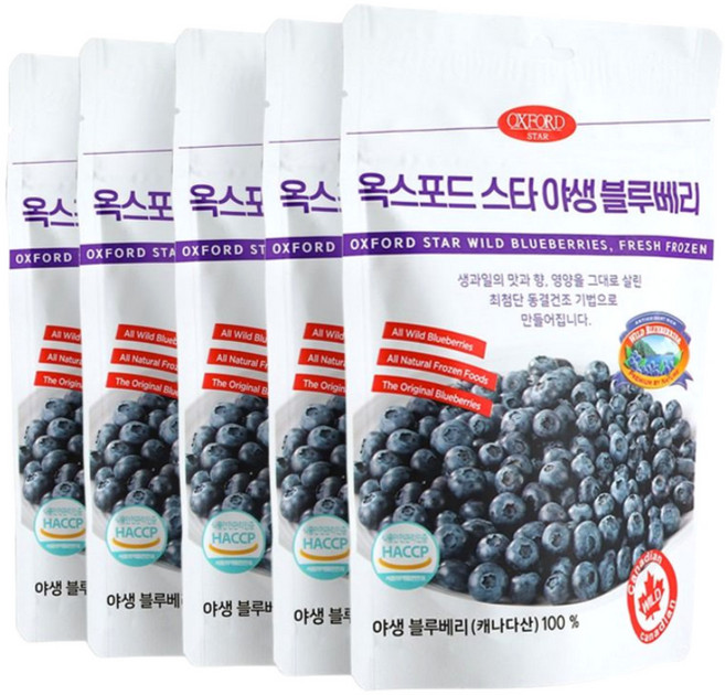 [일반 블루베리보다 높은 고성분] 캐나다100% 옥스포드 야생블루베리 동결건조 과일칩, 30g, 5개