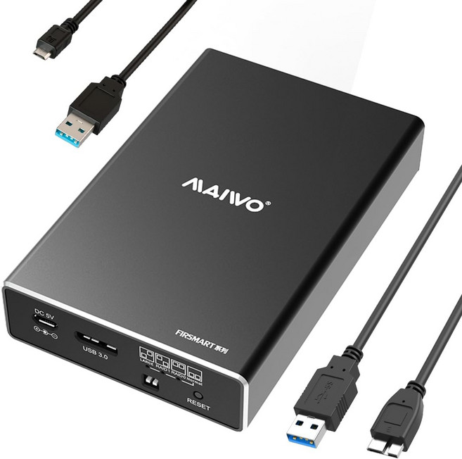2.5인치 SATA SSD HDD용 MAIWO 하드 드라이브 RAID 인클로저 듀얼 베이 USB 3.0 6GbpsUASP 포함 01JBODPM 16TB 용량 외장 케이스 리더, K25272