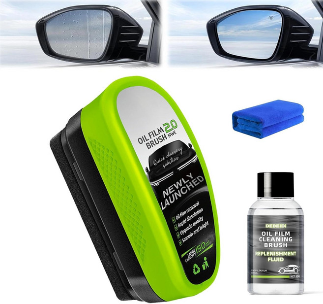 선디어 오일 프리 자동차 유리 브러시 창문용 필름 클리닝 2026년 업그레이드 2.0 도어 150ml 범용 클리어비전 클리너1PCS, 1 Count (Pack of 1)