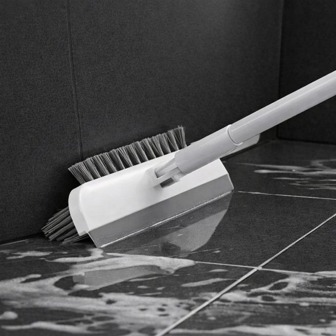 에이프릴맨션 3in1 다용도 싹싹 밀대 욕실청소 틈새 V컷 브러시, 1개, 화이트&그레이
