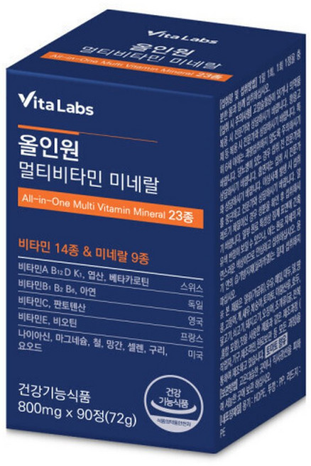 비타랩스 올인원 멀티비타민 미네랄 90정 X 1통 3개월분 23종 종합 비타민 영양제, 1개, 1정