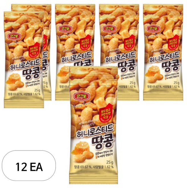 머거본 허니로스티드 땅콩, 25g, 12개