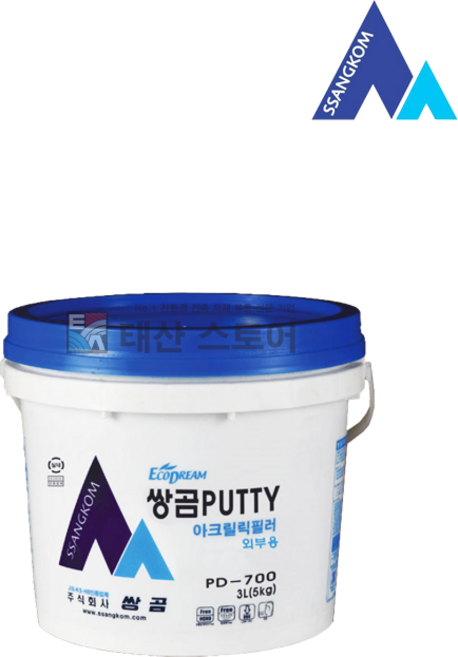쌍곰 PD-700/PD-705건축용퍼티 5kg 외부용 고강도 빠데, 1개
