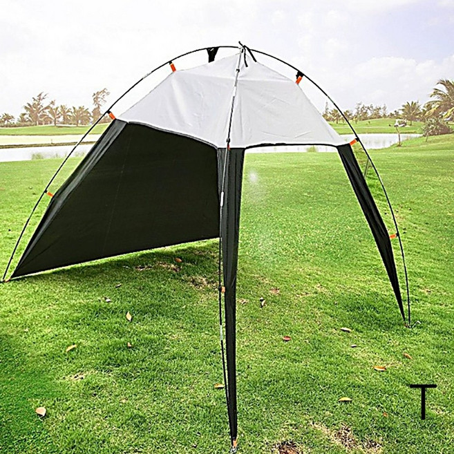 그늘 텐트 원터치 캠핑 그늘막 햇빛 자외선 차단막 바람막이 천막, 블랙