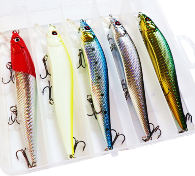 플로팅 미노우 5종 세트 농어 방어 부시리 14cm 22g 하드베이트 루어낚시세트 보조소품 민물 배스낚시, 플로팅 5종세트, 1개