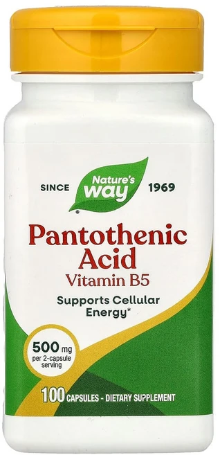 네이처스웨이 판토텐산 비타민B5 500mg 캡슐 100정(캡슐 1정당 250mg), 1개, 100정 - 쿠팡