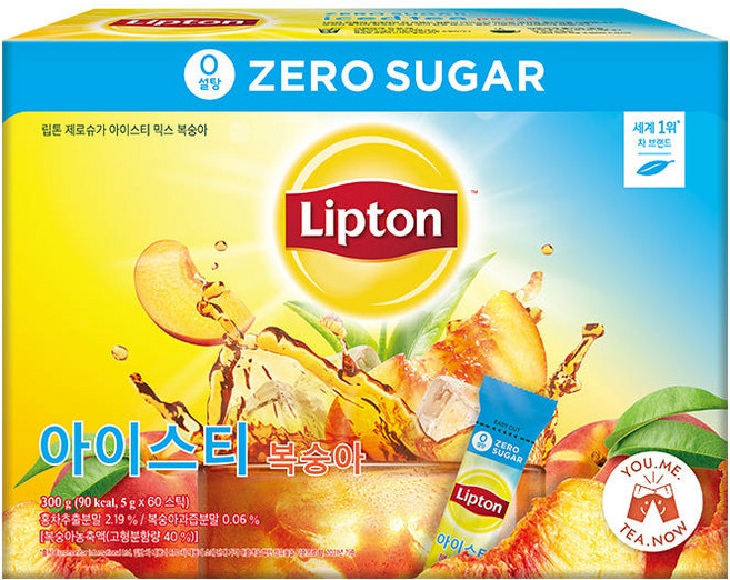 립톤 제로슈가 아이스티 믹스 복숭아, 5g, 60개입, 1개