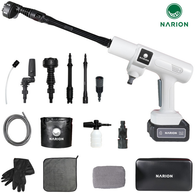[나리온] 가정용 휴대용 무선 고압세척기 세차기 분사기 세차건, 배터리 1개 세트, 1개