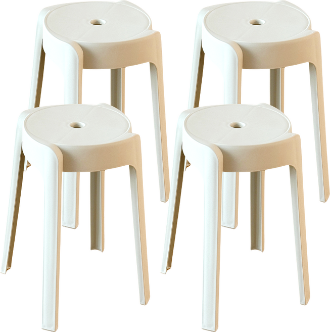 일상도구 원형 간이 스툴, 화이트, 4개