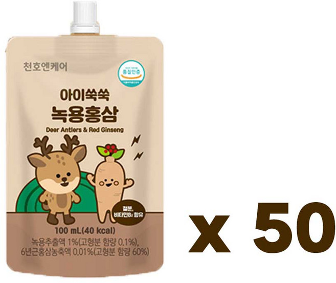 천호엔케어 아이쑥쑥녹용홍삼 어린이건강식품, 50개, 100ml