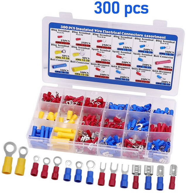 300入 冷壓接線端子 組合套裝 電纜連接器, 1個, 一組