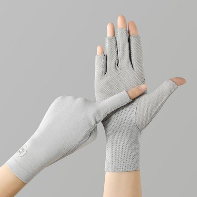 안이븐 자외선차단 손가락 반장갑, 1개, 그레이