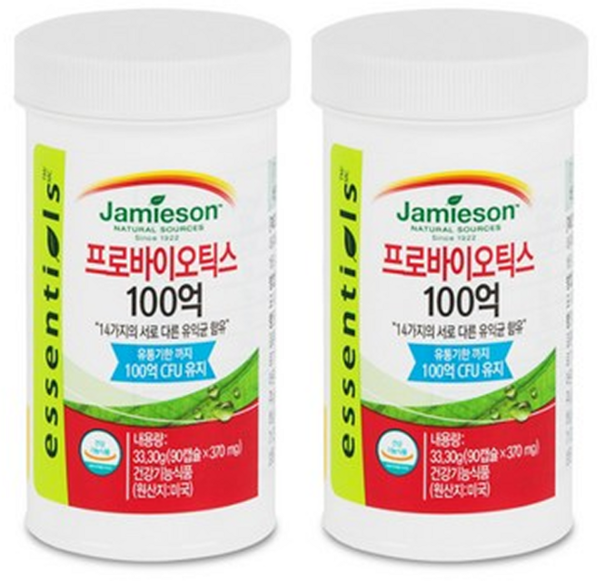 자미에슨 프로바이오틱스 370mg x 90캡슐 2병, 90정, 2개