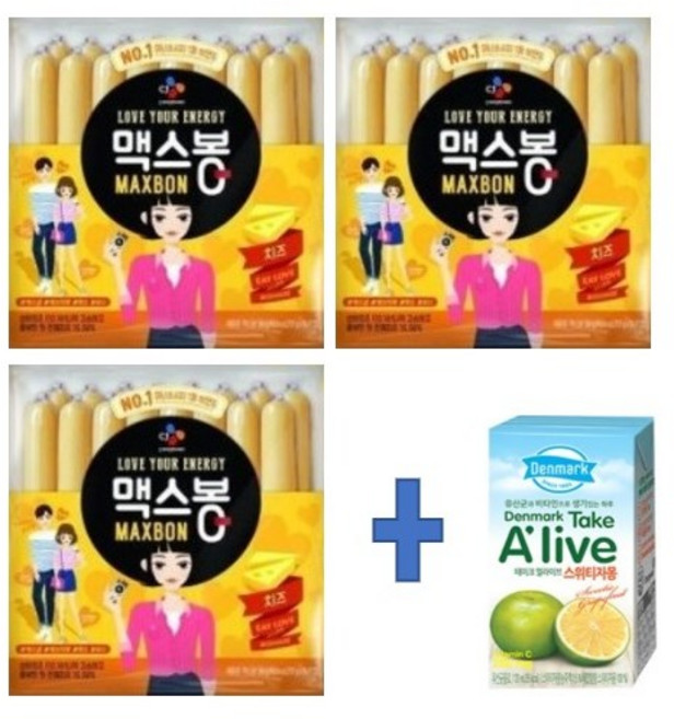맥스봉치즈 560gx3개+얼라이브 스위트자몽 120mlx1개, 3개, 560g